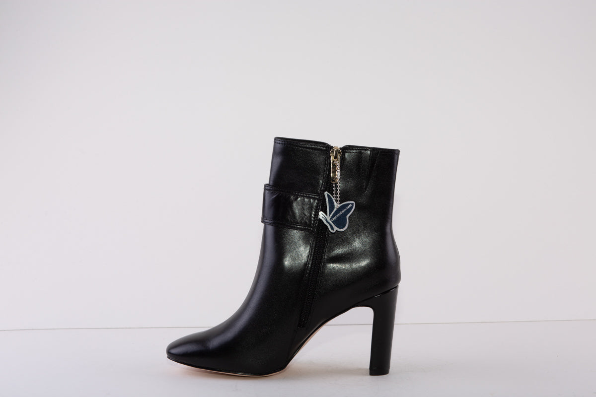 CAPRICE 25320-022  HIGH HEEL ANKLE BOOT - BLACK LEATHER