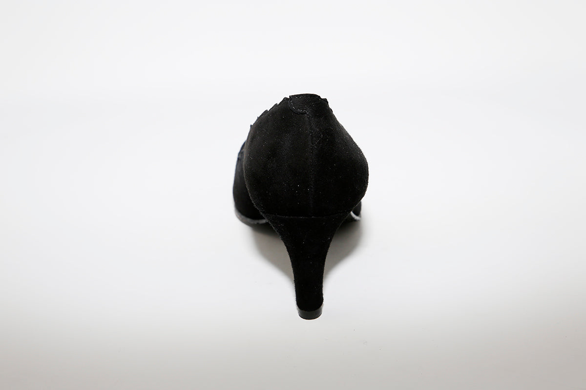 BRENDA ZARO - T3094 Black Suede Heel Court Shoe