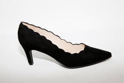 BRENDA ZARO - T3094 Black Suede Heel Court Shoe