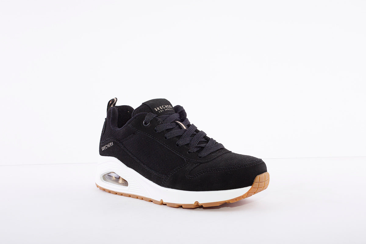 SKECHERS - UNO-TWO FOR THE SHOW -TRAINER - BLACK SUEDE