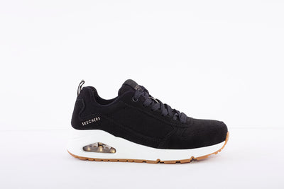 SKECHERS - UNO-TWO FOR THE SHOW -TRAINER - BLACK SUEDE