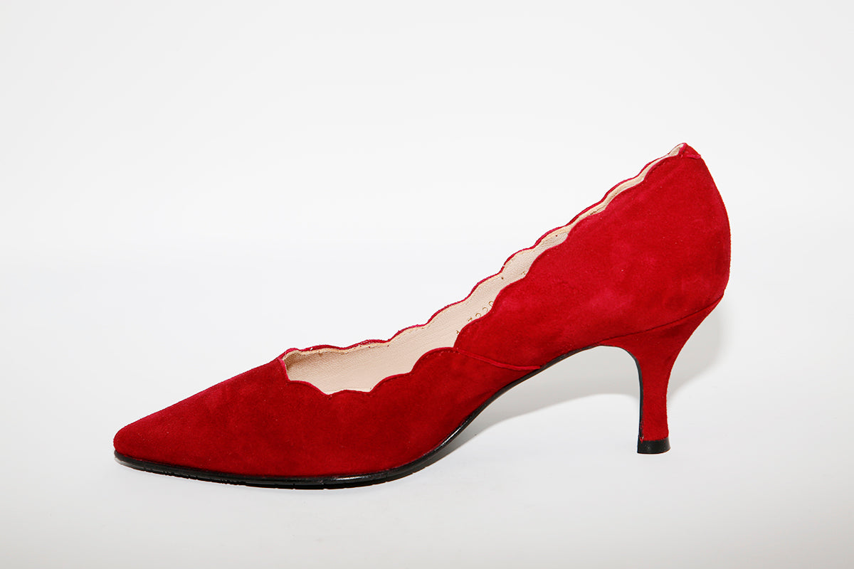 BRENDA ZARO - T3094 Bordeaux Suede Heel Court Shoe