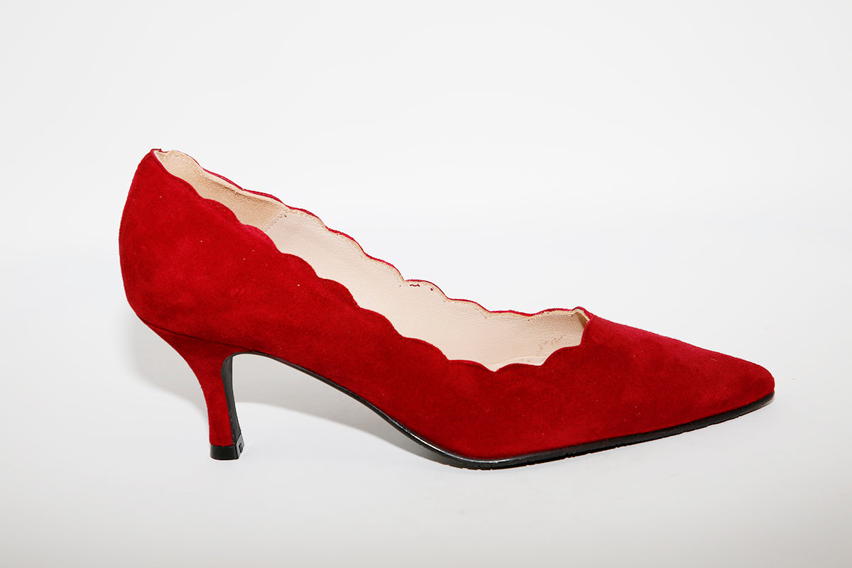 BRENDA ZARO - T3094 Bordeaux Suede Heel Court Shoe