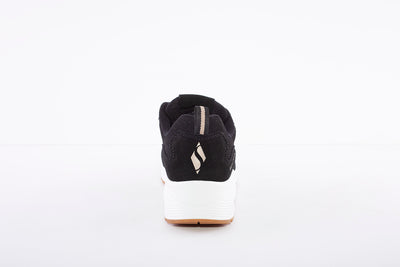 SKECHERS - UNO-TWO FOR THE SHOW -TRAINER - BLACK SUEDE