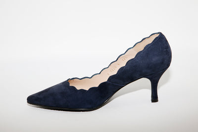 BRENDA ZARO - T3094 Navy Suede Heel Court Shoe