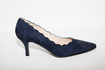 BRENDA ZARO - T3094 Navy Suede Heel Court Shoe