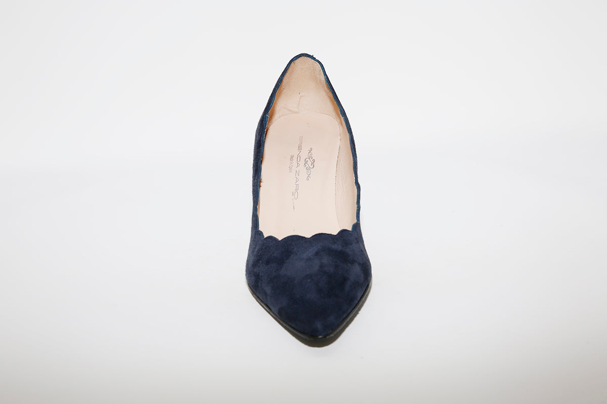 BRENDA ZARO - T3094 Navy Suede Heel Court Shoe