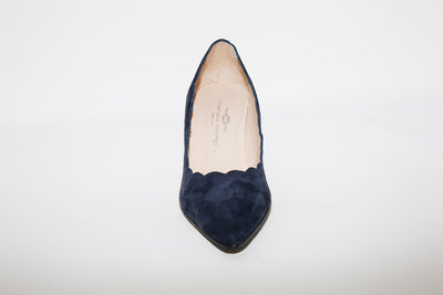 BRENDA ZARO - T3094 Navy Suede Heel Court Shoe