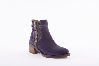 ALPE - 4391 MEDIUM HEEL ANKLE BOOT - NAVY SUEDE