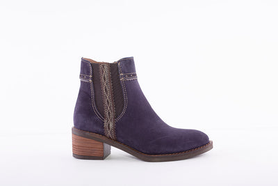 ALPE - 4391 MEDIUM HEEL ANKLE BOOT - NAVY SUEDE