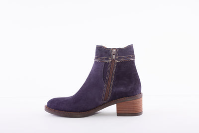 ALPE - 4391 MEDIUM HEEL ANKLE BOOT - NAVY SUEDE