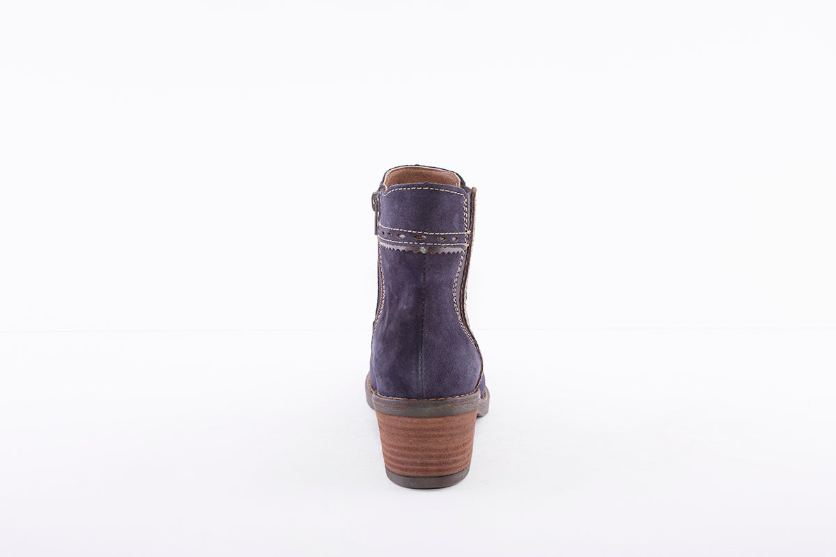 ALPE - 4391 MEDIUM HEEL ANKLE BOOT - NAVY SUEDE
