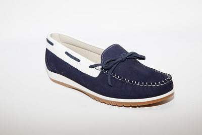 LEON D'ORO - 3940 CASUAL SLIP-ON SHOE - NAVY/WHITE