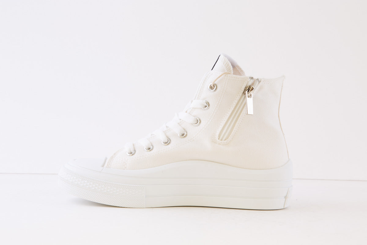 REFRESH - 170676 LACED CANVAS ANKLE BOOT WITH ZIP - WHITE