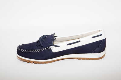 LEON D'ORO - 3940 CASUAL SLIP-ON SHOE - NAVY/WHITE