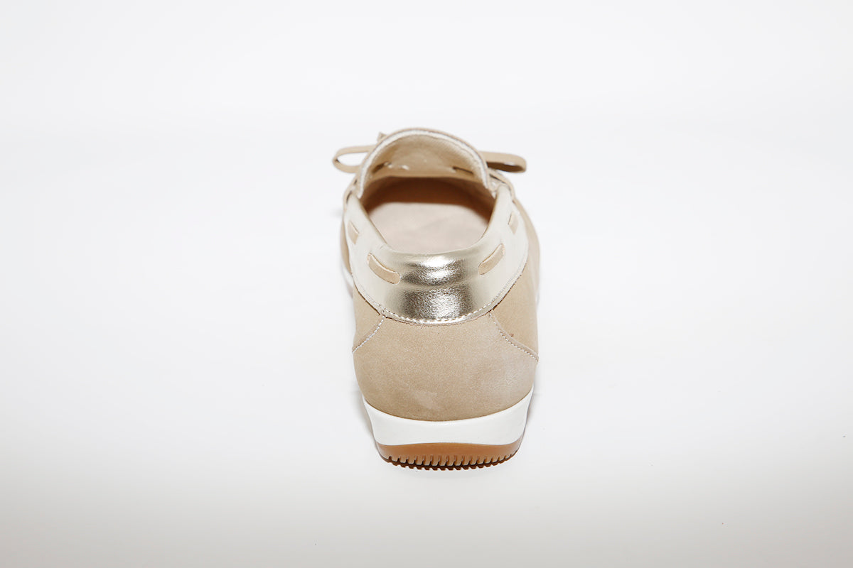 LEON D'ORO - 3940 CASUAL SLIP-ON SHOE - BEIGE/GOLD