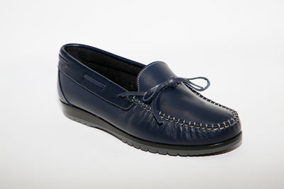 LEON D'ORO - 3940 CASUAL SLIP-ON SHOE - NAVY LEATHER
