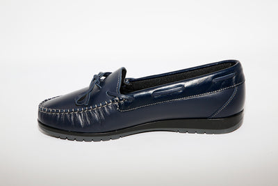 LEON D'ORO - 3940 CASUAL SLIP-ON SHOE - NAVY LEATHER