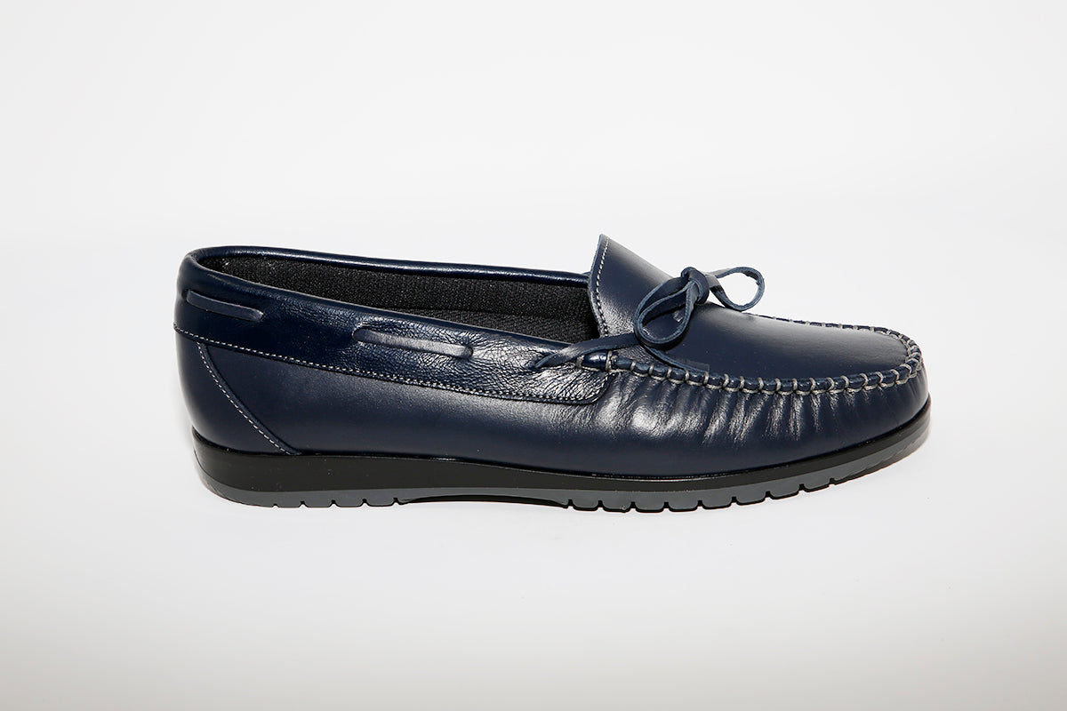LEON D'ORO - 3940 CASUAL SLIP-ON SHOE - NAVY LEATHER