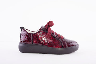 WALDLAUFER - 763001 VIVIEN-LACED COMFORT SHOE - BURGANDY CROC