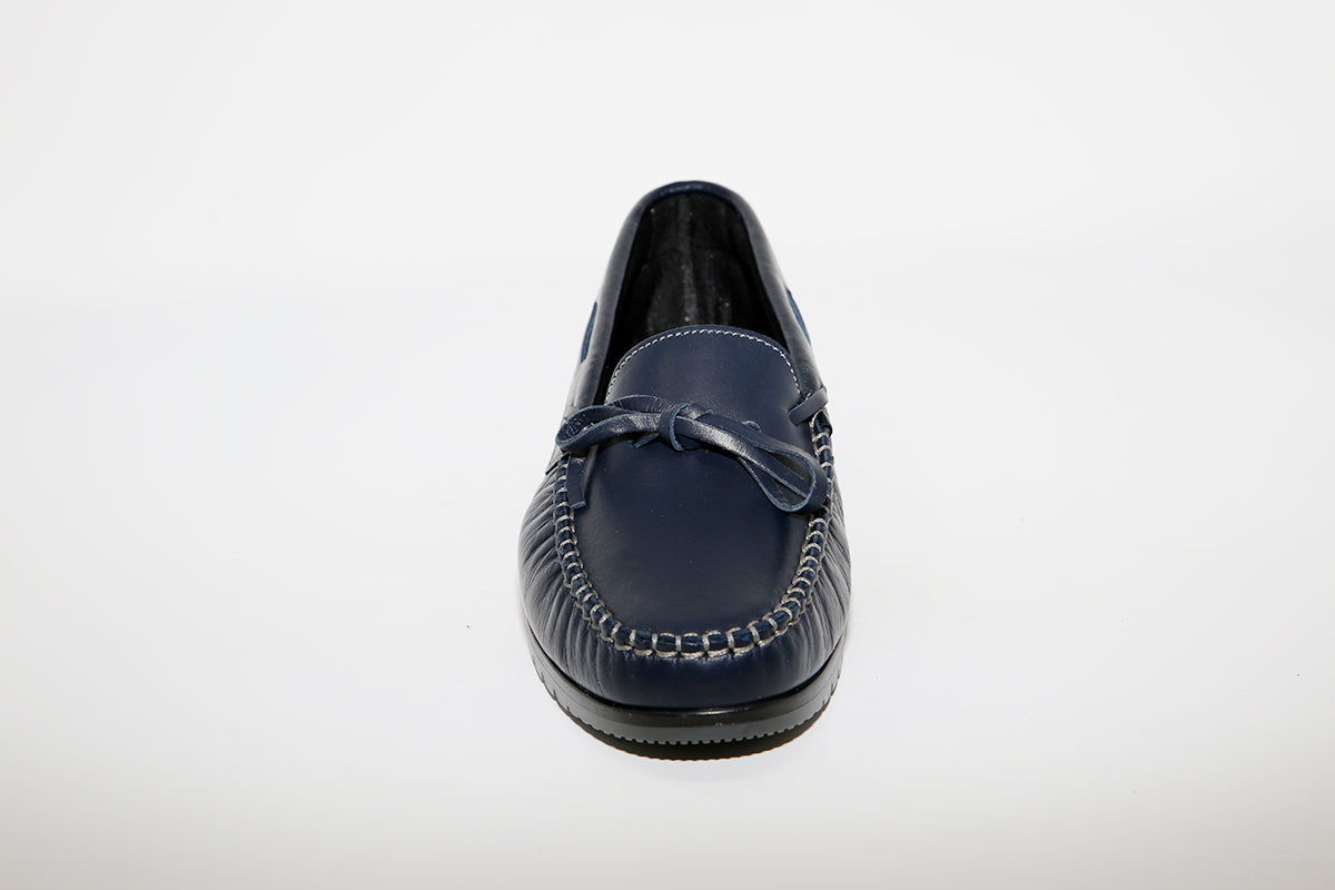 LEON D'ORO - 3940 CASUAL SLIP-ON SHOE - NAVY LEATHER