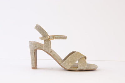 XTI - 141353 HIGH HEEL DRESSY STRAP SANDAL - GOLD GLITTER