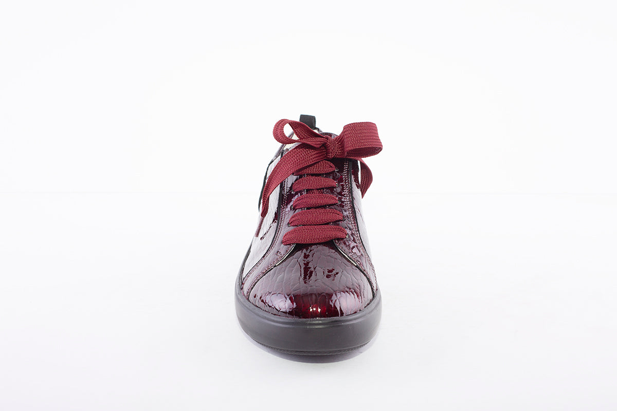 WALDLAUFER - 763001 VIVIEN-LACED COMFORT SHOE - BURGANDY CROC