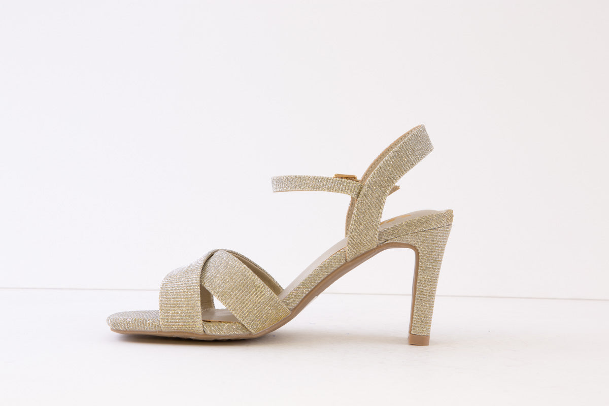 XTI - 141353 HIGH HEEL DRESSY STRAP SANDAL - GOLD GLITTER