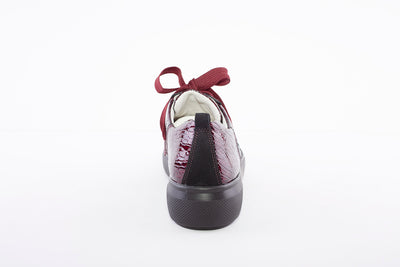 WALDLAUFER - 763001 VIVIEN-LACED COMFORT SHOE - BURGANDY CROC