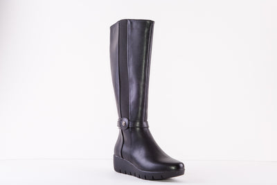 SUSST SHERRY22  FULL LENGTH MEDIUM WEDGE BOOT - BLACK