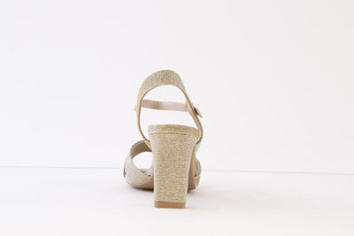 XTI - 141353 HIGH HEEL DRESSY STRAP SANDAL - GOLD GLITTER