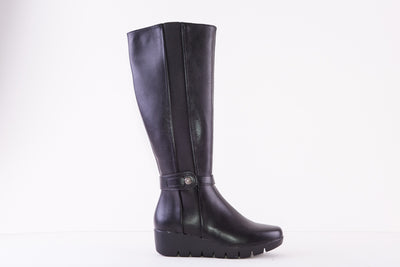 SUSST SHERRY22  FULL LENGTH MEDIUM WEDGE BOOT - BLACK