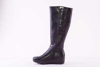 SUSST SHERRY22  FULL LENGTH MEDIUM WEDGE BOOT - BLACK