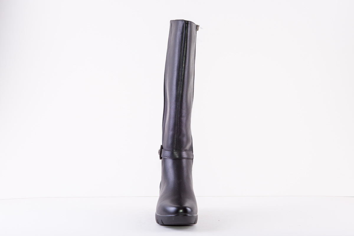 SUSST SHERRY22  FULL LENGTH MEDIUM WEDGE BOOT - BLACK