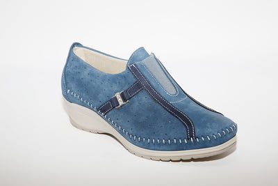 LEON D'ORO - 1050 MEDIUM WEDGE SHOE - NAVY SUEDE