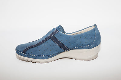 LEON D'ORO - 1050 MEDIUM WEDGE SHOE - NAVY SUEDE