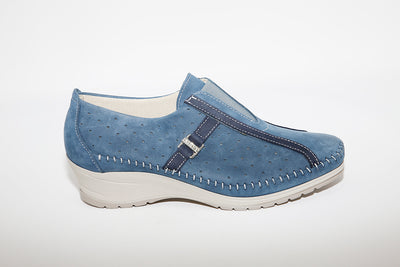 LEON D'ORO - 1050 MEDIUM WEDGE SHOE - NAVY SUEDE