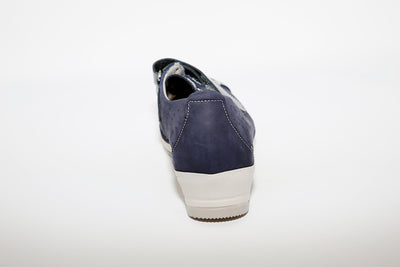 LEON D'ORO - 1039 MEDIUM WEDGE STRAP SHOE - NAVY SUEDE