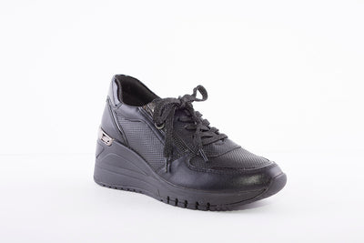 MARCO TOZZI - 23787-098 LACED WEDGE FASHION SHOE - BLACK
