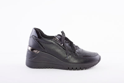 MARCO TOZZI - 23787-098 LACED WEDGE FASHION SHOE - BLACK