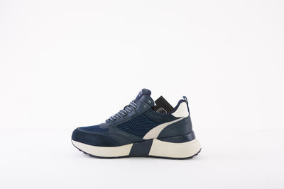 CARMELA 160000 CHUNKY ZIP/LACE FASHION TRAINER - NAVY LEATHER