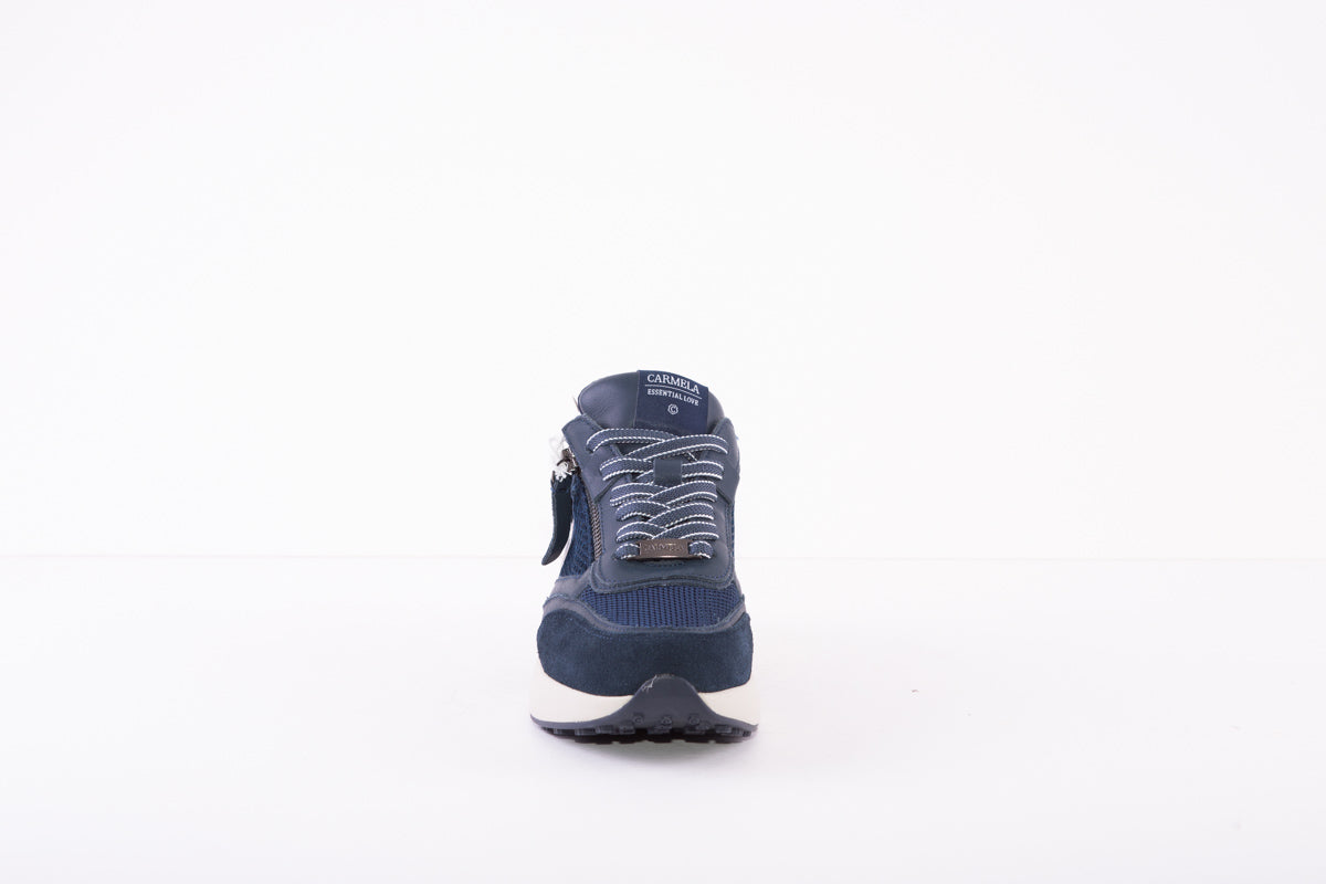 CARMELA 160000 CHUNKY ZIP/LACE FASHION TRAINER - NAVY LEATHER