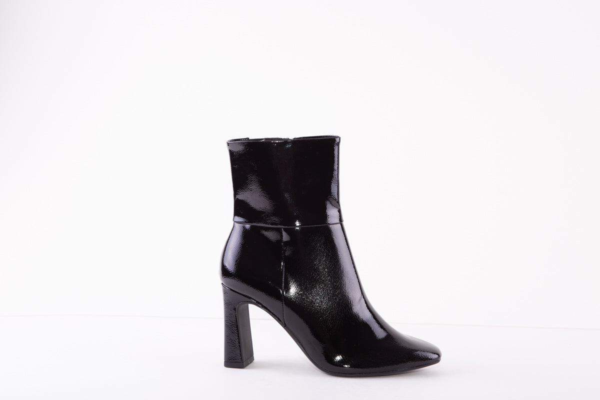 TAMARIS 25399-018  HIGH HEEL ZIP ANKLE BOOT - BLACK PATENT