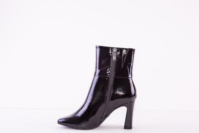TAMARIS 25399-018  HIGH HEEL ZIP ANKLE BOOT - BLACK PATENT