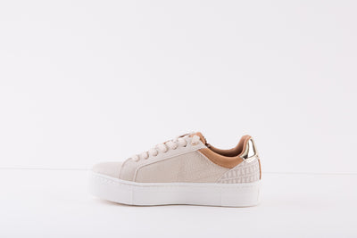 TAMARIS 23313-488  FLAT FASHION LACED SHOE WITH ZIP - CREAM