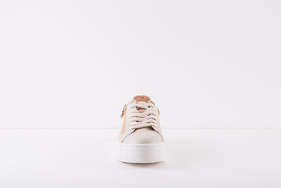 TAMARIS 23313-488  FLAT FASHION LACED SHOE WITH ZIP - CREAM
