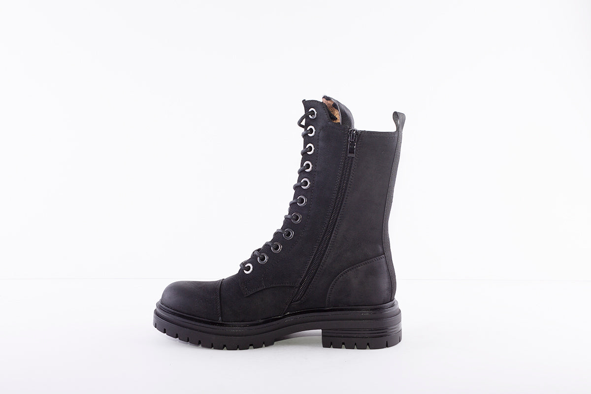 XTI - 42894 LACED/ZIP FASHION ANKLE BOOT - BLACK