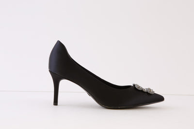 TAMARIS - 22430-070 HIGH HEEL COURT SHOE - BLACK SATIN