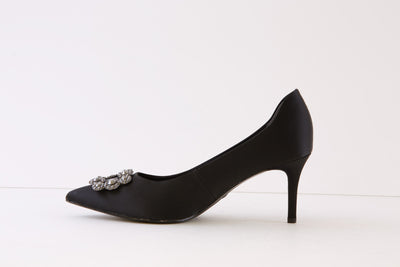 TAMARIS - 22430-070 HIGH HEEL COURT SHOE - BLACK SATIN