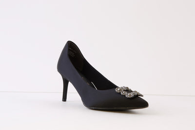 TAMARIS - 22430-070 HIGH HEEL COURT SHOE - BLACK SATIN